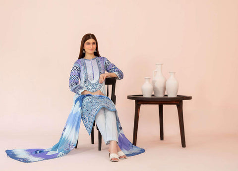 Jahzara by Tawakkal Fabrics | Embroidered Digital Printed Lawn 3 Piece Unstitched Suit D-6