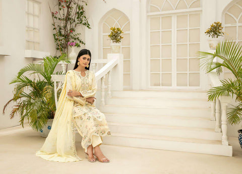 Elisol by Tawakkal Fabrics | Fancy Embroidered Slub Lawn 3 Piece Semi-Stitched Suit D-7