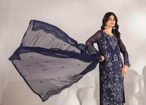 ZARISSA by Tawakkal | Fancy Embroidered Chiffon 3 Piece Semi-Stitched Suit D-5