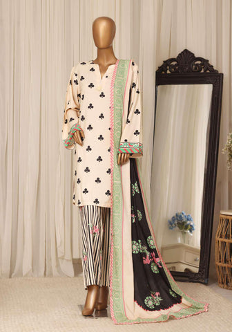 Sadabahar Printed Linen Stitched 3 Piece Suit D-2
