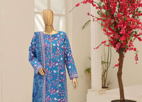 Summer Shades by HZ Textiles | Printed 3 Piece Unstitched Lawn Suit D-1