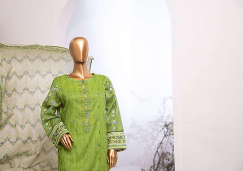 Mehek by HZ textile Emb Lawn Unstitched 3 Piece D-03 Green - Summer Collection