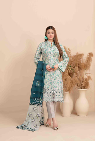 Meheroon Embroidered Lawn Digital Print D-02