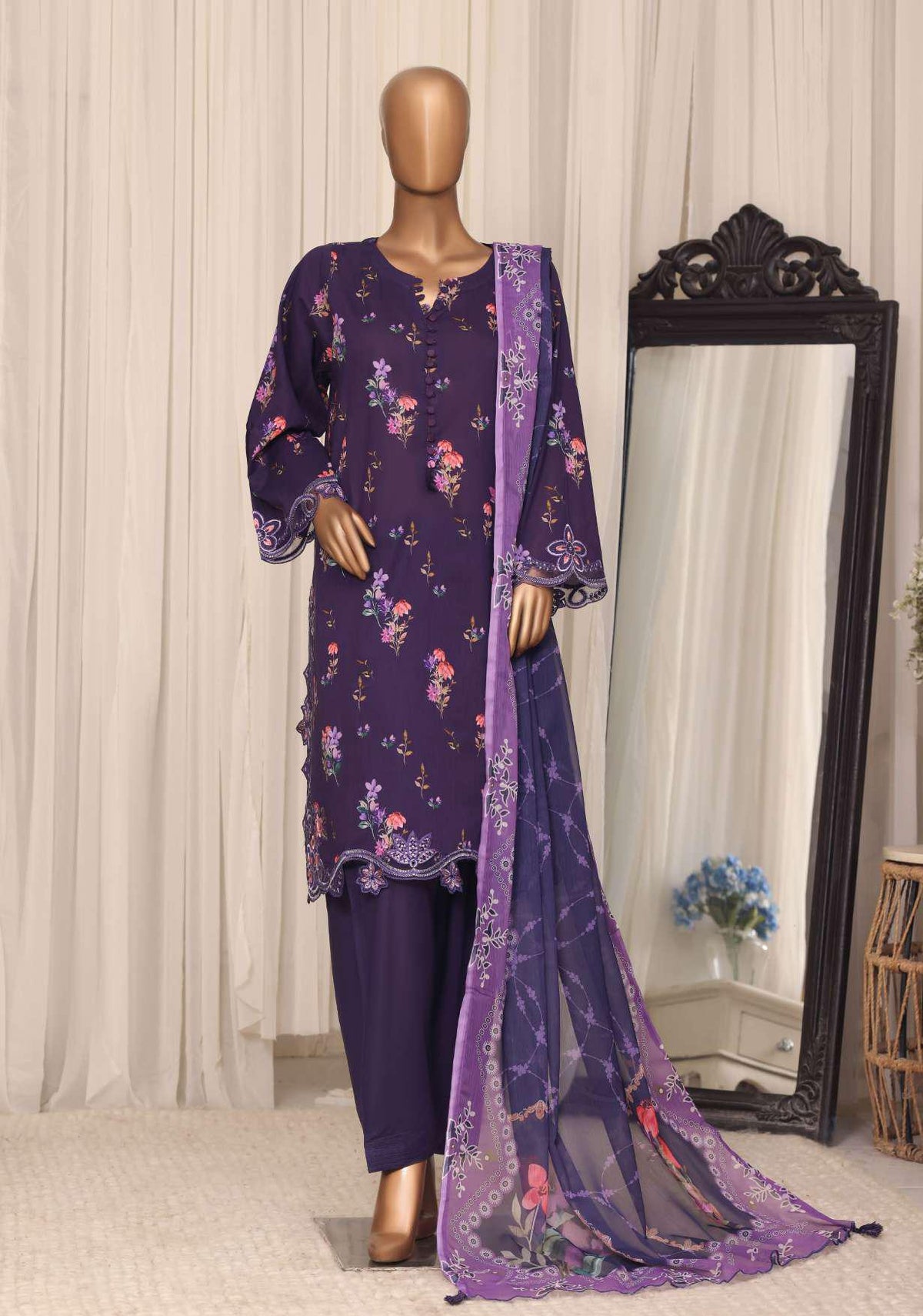 Raya by Sadabahar Collection-2 Embroidered Stitched 3 Piece Suit D-3