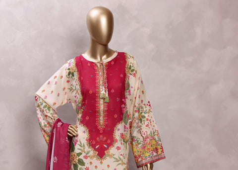 Sadabahar Printed Chamti Cotton | 3 Piece Stitched Kaftan Suit D-4