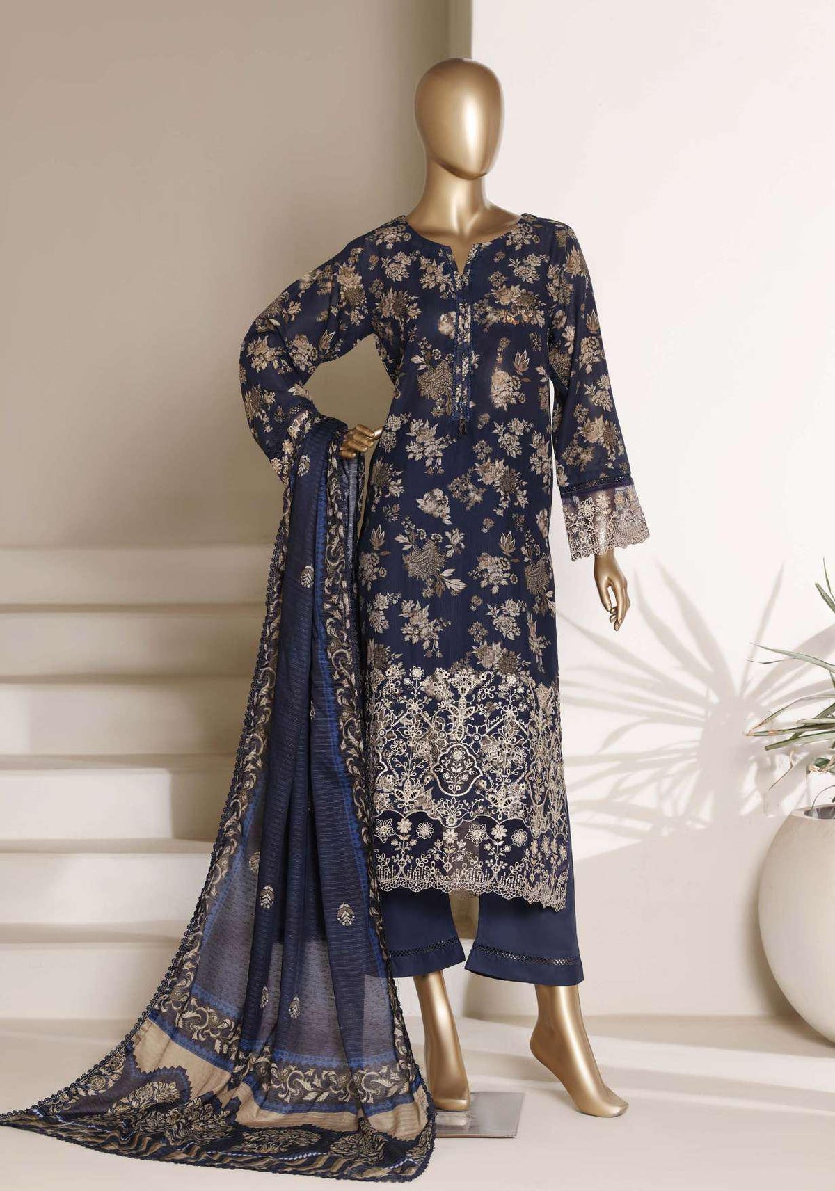 Amyrah by Sadabahar | Embroidered Lawn 3 Piece Stitched Suit D-3