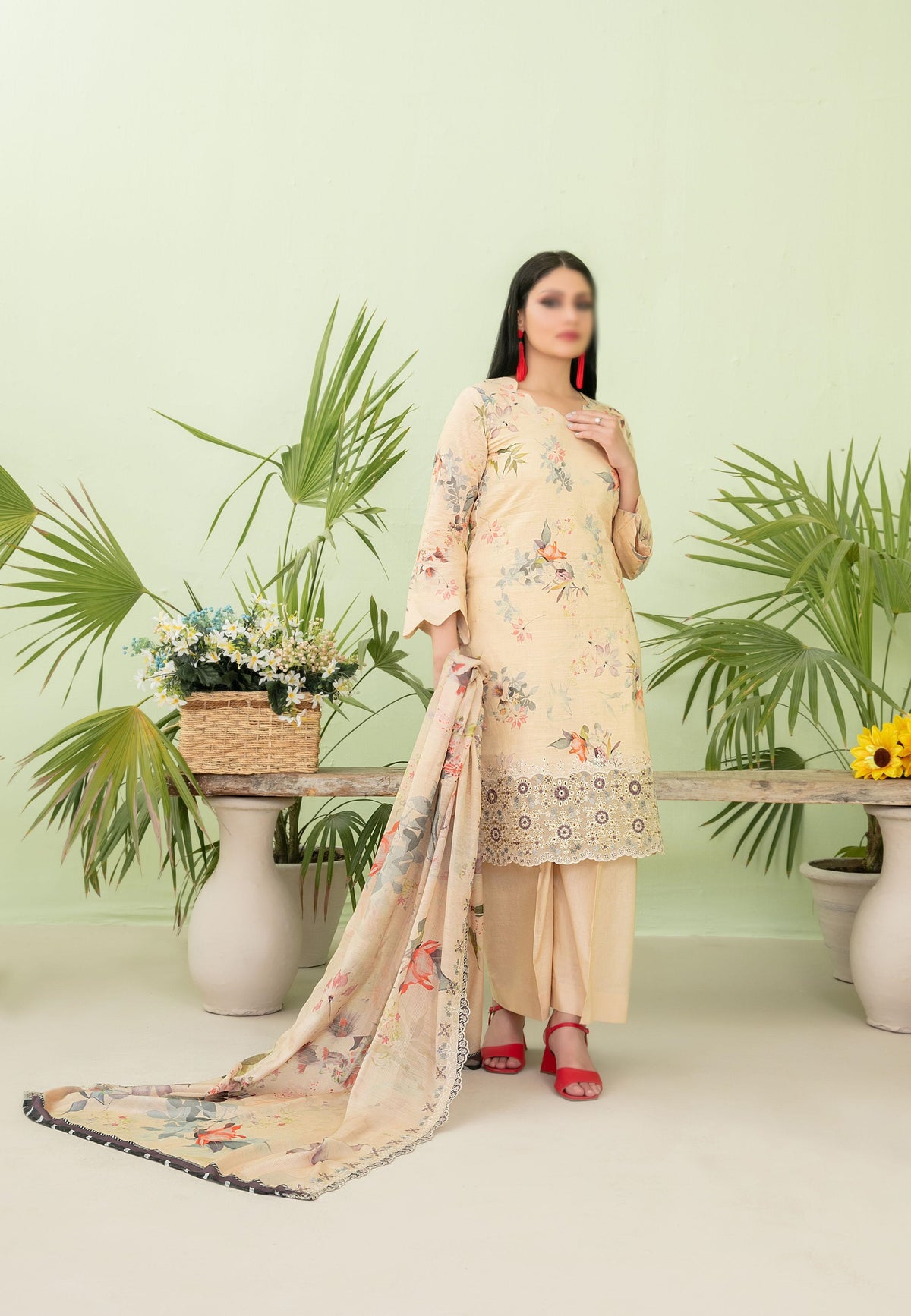 Erva Embroidered Lawn Digital Print By Tawakkal D-05