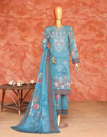 Elegant by HZ Textiles | Embroidered 3 Piece Unstitched Lawn Suit D-1