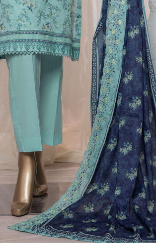 HZ Rimjhim Lawn Emb Cutwork Dupatta Coll"24 REC-129
