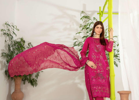 -3Nadia by Tawakkal Fabrics | Fancy Embroidered Cross Slub Lawn 3 Piece Unstitched Suit D-4