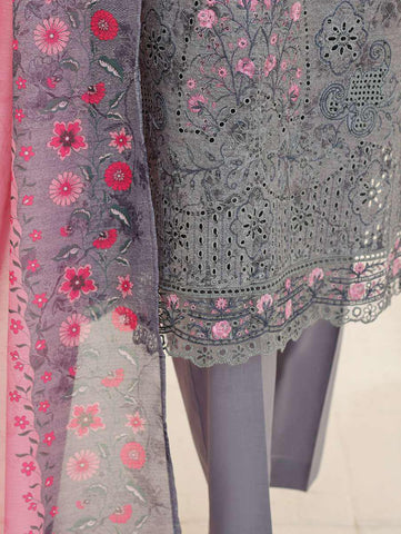 Mehak by HZ Textiles | Embroidered 3 Piece Unstitched Slub Lawn Suit D-1