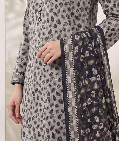 VS Jhalak Printed Slub Linen Unstitched 3 Piece Suit D-1