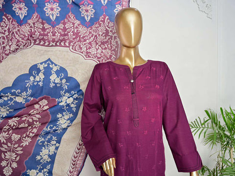 D-02 HZ Khaddar Embroidered Chickenkari With Pashmina Shawl 3- Piece Suit Unstitched