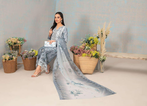 SHIRIN by Tawakkal Fabrics | Fancy Heavy Embroidered Organza 3 Piece Suit with Clutch D-6