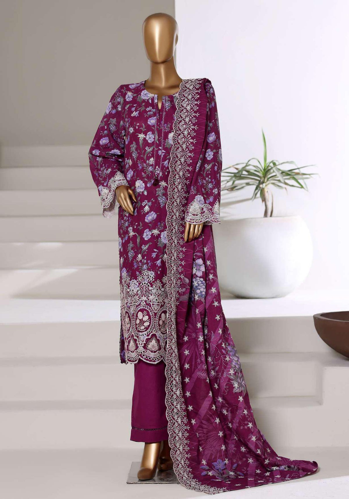 Laser Fusion Chikankari Khaddar 3Pc RTW Coll By Sadabahar D-3