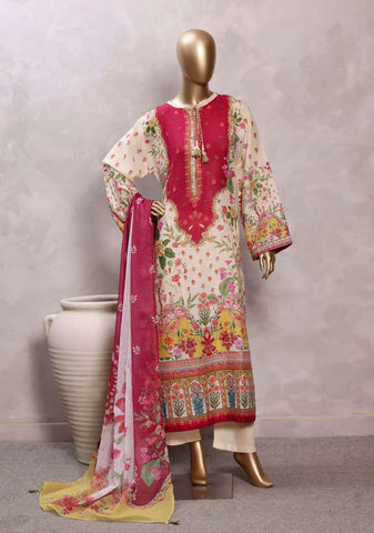 Sadabahar Printed Chamti Cotton | 3 Piece Stitched Kaftan Suit D-4