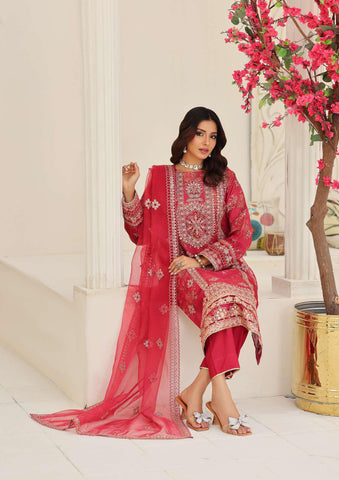 MUSHKIK | 4 Piece Semi-Stitched Embroidered Organza Collection D-3