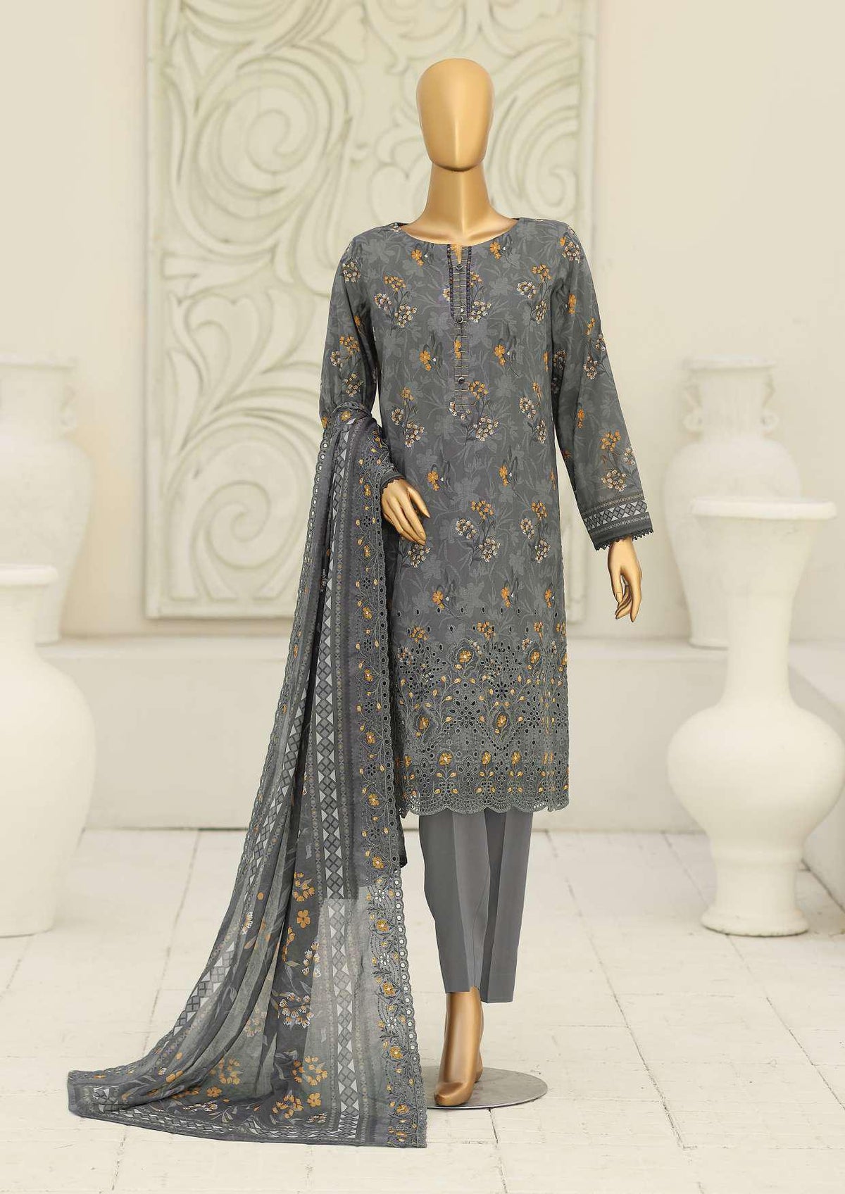 Premium Signature by HZ Textiles | Embroidered 3 Piece Unstitched Lawn Suit D-2