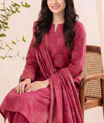 VS Textiles Pashmina Dhanak Printed Unstitched 3 Piece Suit D-13