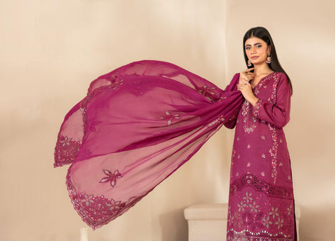 Selma by Shahid Tawakkal | Fancy Embroidered 3 Piece Unstitched Lawn Suit D-1