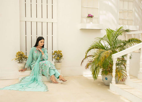 Elisol by Tawakkal Fabrics | Fancy Embroidered Slub Lawn 3 Piece Semi-Stitched Suit D-6