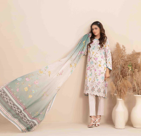Meheroon Embroidered Lawn Digital Print D-02