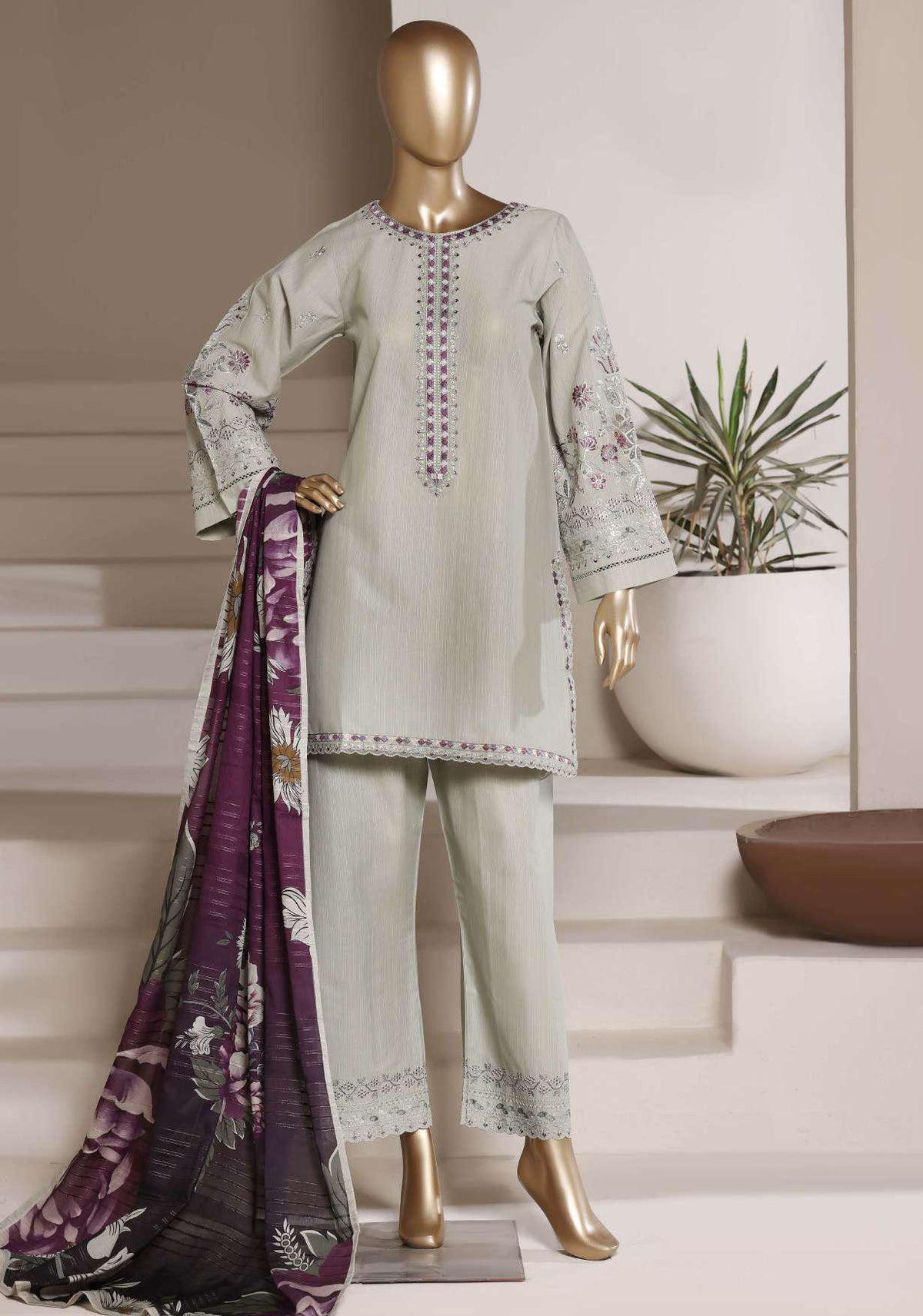 Eclair by Sadabahar | Embroidered Lawn 3 Piece Stitched Suit D-3