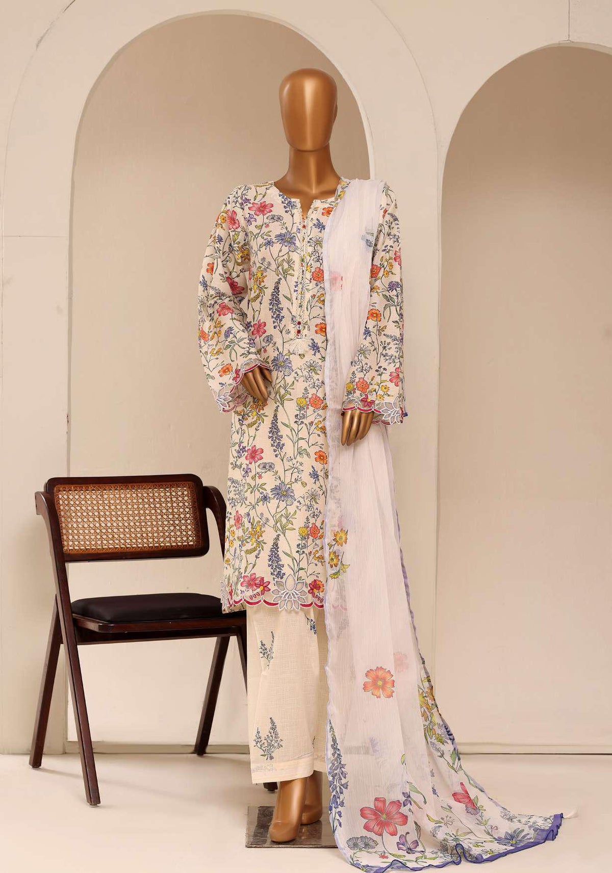 Raya by Sadabahar Embroidered Stitched 3 Piece Suit D-6