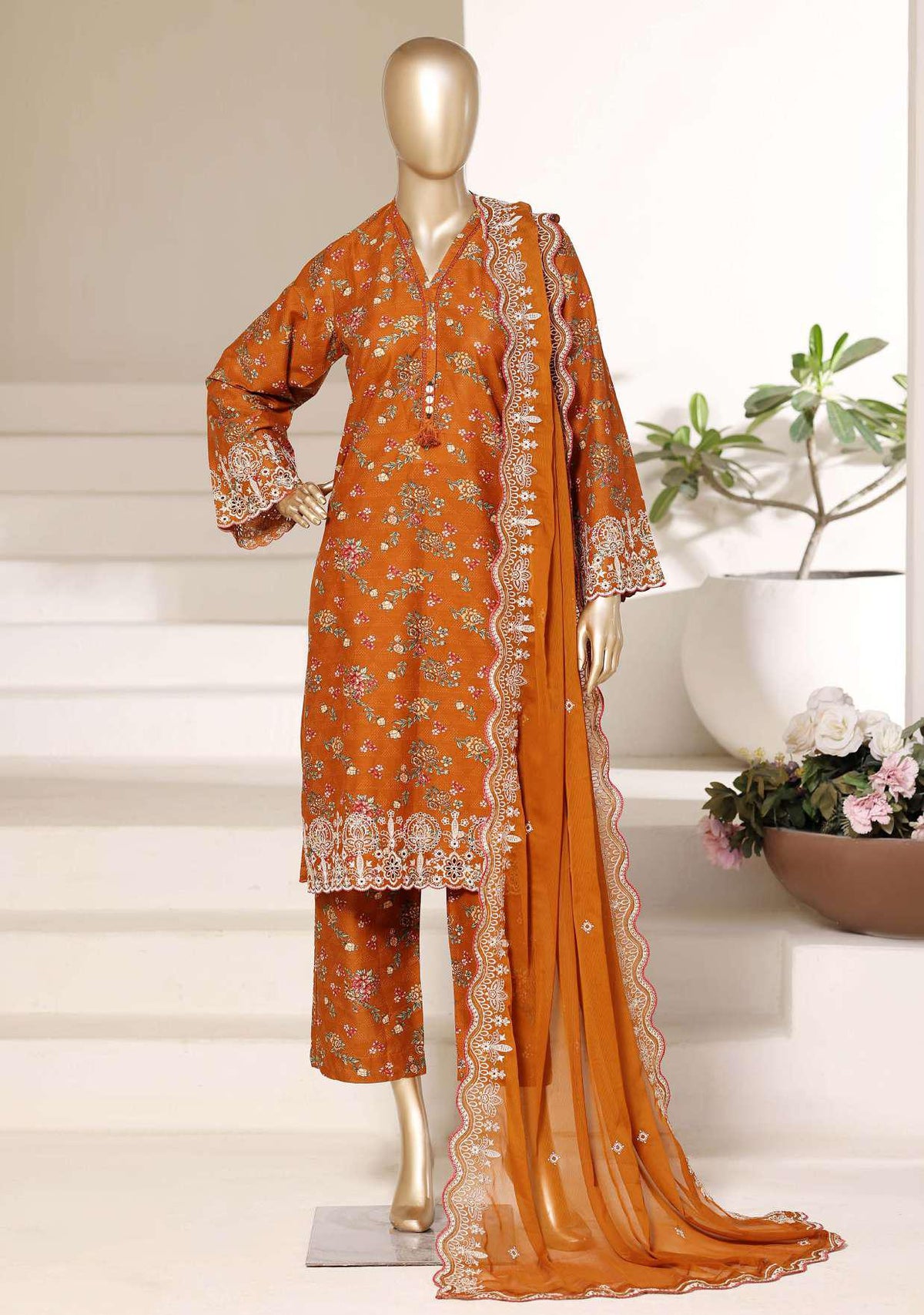Sadabahar Regal Embroidered Lawn Stitched 3 Piece Suit D-3