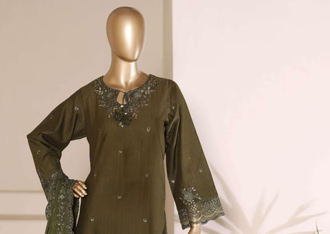 Sadabahar Luxury | Embroidered 3 Piece Stitched Slub Lawn Suit D-3