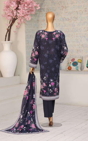 Premium Daily Wear by HZ Textiles Vol-5 | Embroidered Lawn 3 Piece Unstitched Suit D-8