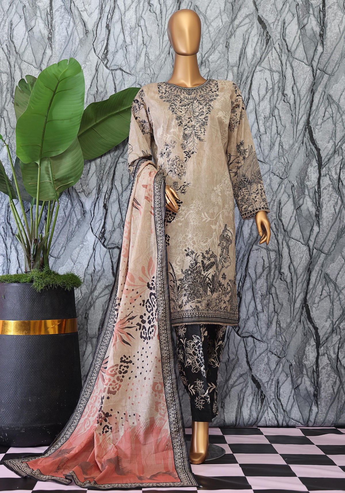 Elegant Embroidered Unstitched Collection Vol-02 By Hz D-06