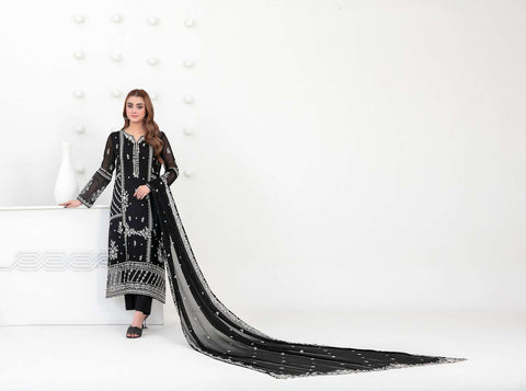 SATORI by Tawakkal Fabrics | Fancy Embroidered Chiffon 3 Piece Semi-Stitched Suit D-8