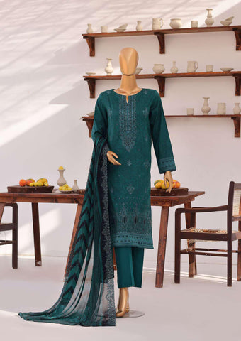 Venice by HZ Textiles | Premium Embroidered Cotton Lawn 3 Piece Unstitched Suit D-1