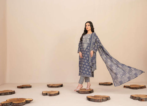 TYLA by Tawakkal Fabrics | Gala Embroidered Rotary Printed Lawn 3 Piece Unstitched Suit D-5