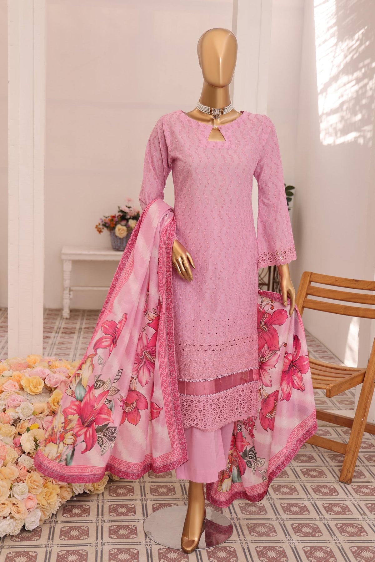 Bloom Schiffli Lawn With Fancy Dupatta D-4  By Dr Haris