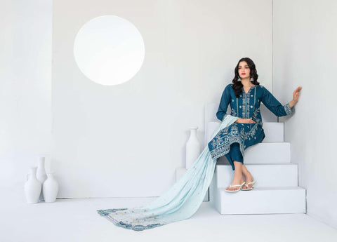 Abdar by Tawakkal | Embroidered Lawn 3 Piece Unstitched Suit D-2