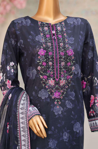 Premium Daily Wear by HZ Textiles Vol-5 | Embroidered Lawn 3 Piece Unstitched Suit D-8