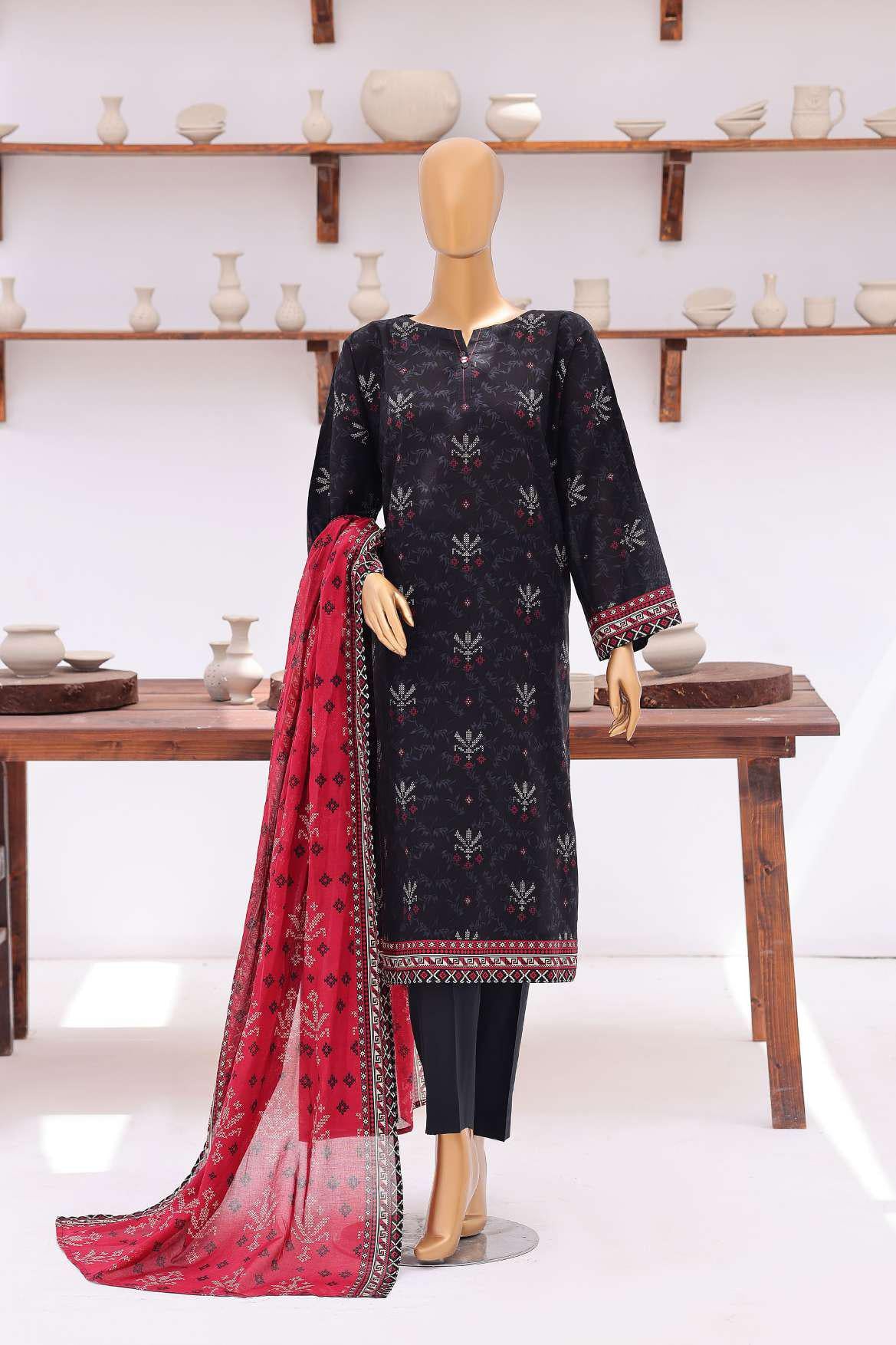 Everyday Prints by HZ Textiles | Printed Lawn 3 Piece Unstitched Suit D-1