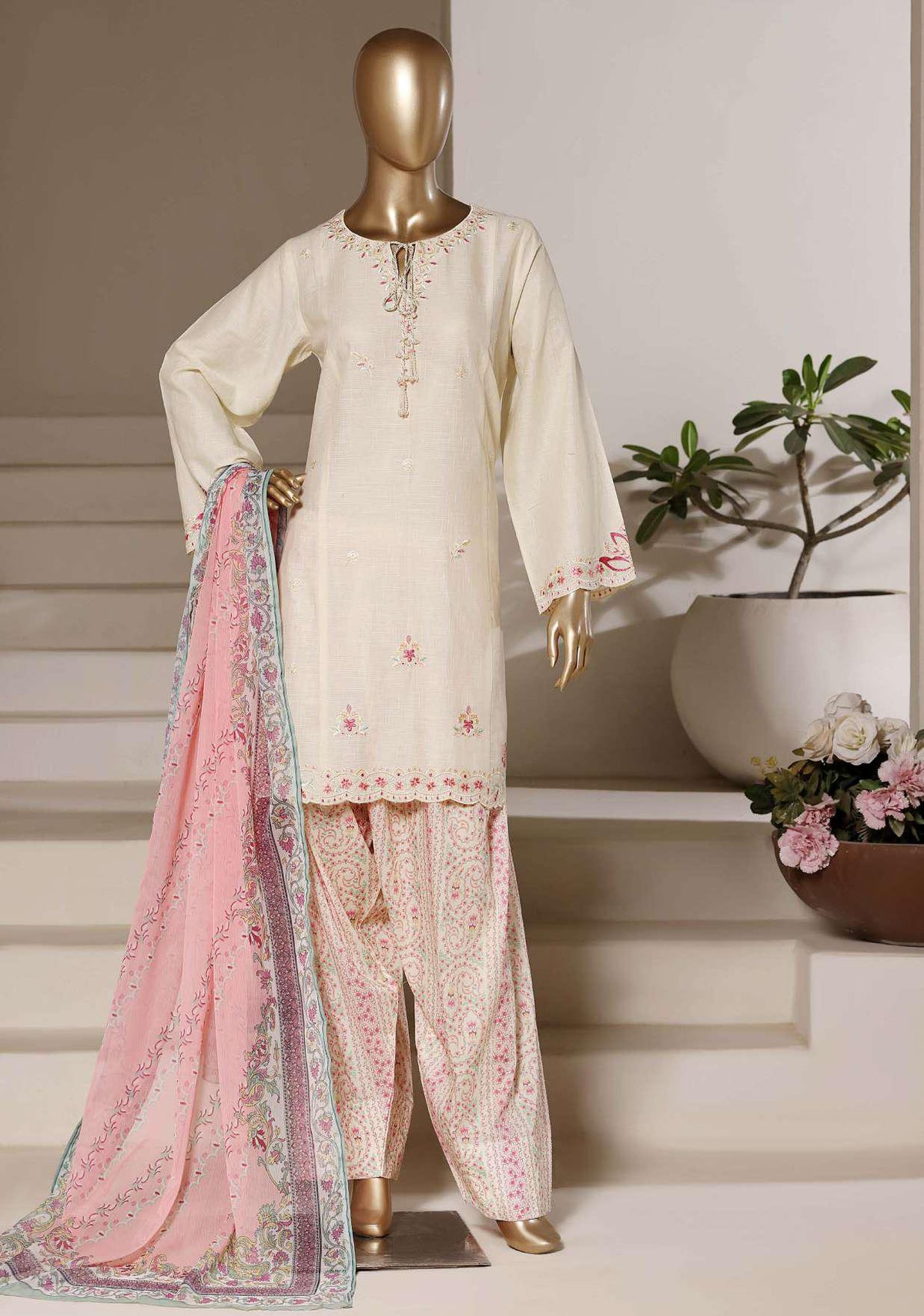 Eclair by Sadabahar | Embroidered Lawn 3 Piece Stitched Suit D-1