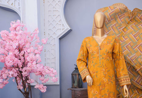 Mehak Cross Slub Embroidered Collection Un-Stitched 3Pc By Hz Textile D-1