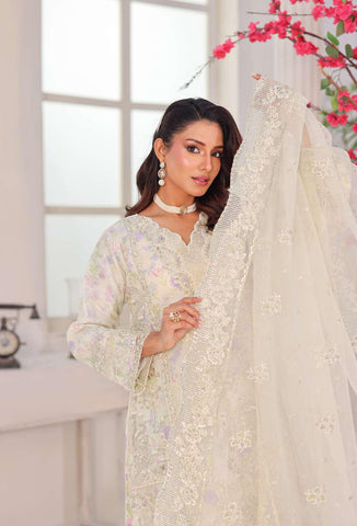 MUSHKIK | 4 Piece Semi-Stitched Embroidered Organza Collection D-4