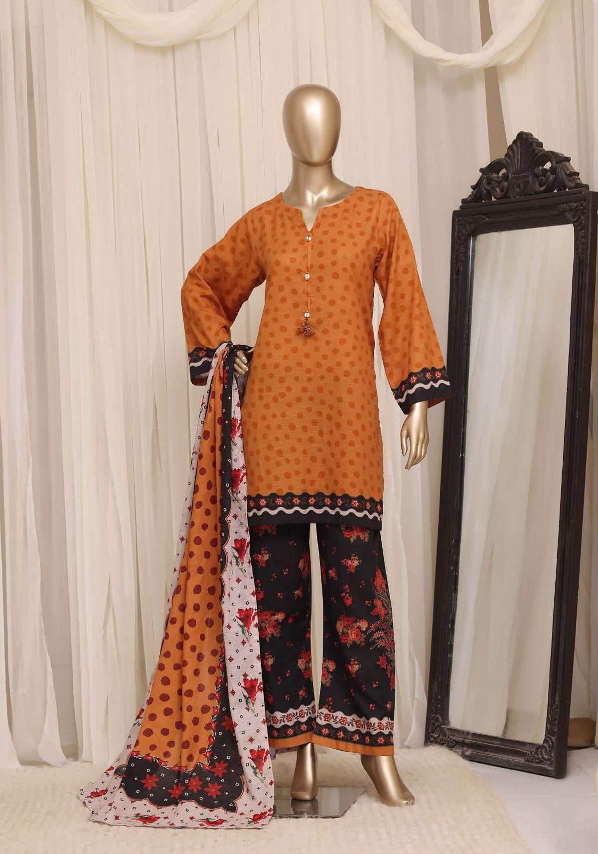 Sadabahar Printed Khaddar Stitched 3 Piece Suit D-5