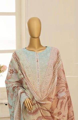 Premium Eid Edit by HZ Textiles | Embroidered 3 Piece Unstitched Lawn Suit D-1