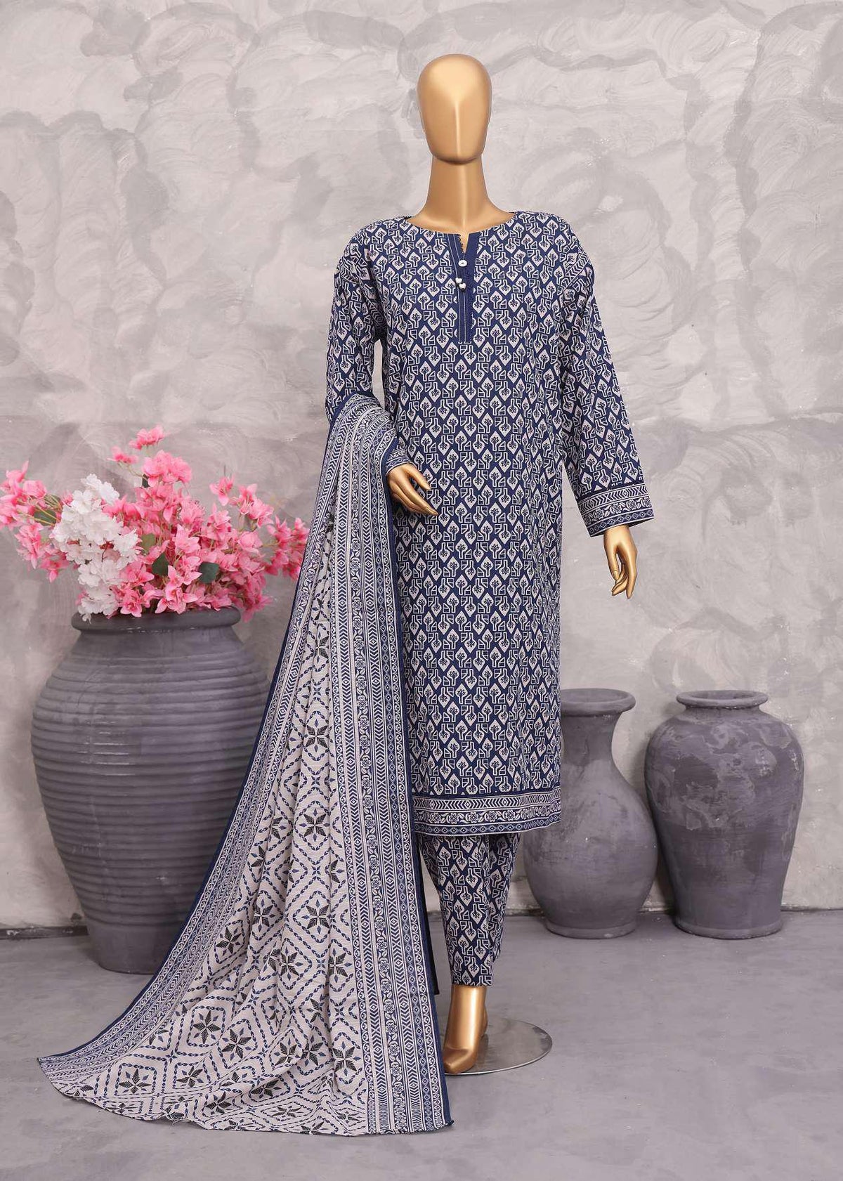 Co-Ords 3Pc Printed Khaddar Un-Stitched Coll By Hz-1
