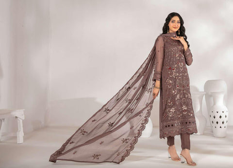 ZARISSA by Tawakkal | Fancy Embroidered Chiffon 3 Piece Semi-Stitched Suit D-7