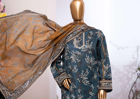 Mehek by HZ textile Emb Lawn Unstitched 3 Piece D-04  Blue - Summer Collection