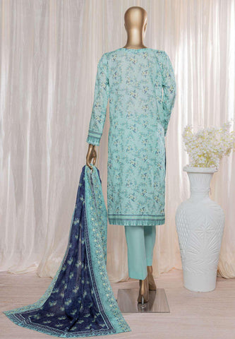 HZ Rimjhim Lawn Emb Cutwork Dupatta Coll"24 REC-129