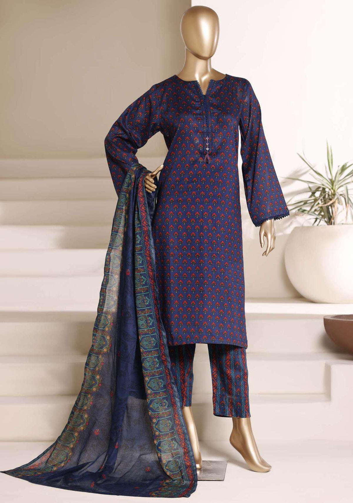 Sadabahar Luxury Lawn | Printed 3 Piece Stitched Suit D-3