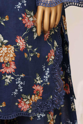 Malika by Sadabahar Vol-4 | Festive Embroidered Lawn 3 Piece Stitched Suit D-1